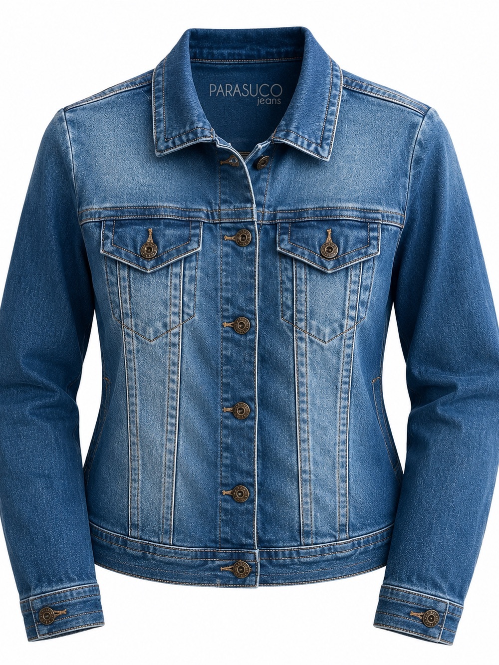 Parasuco Denim Jean Jacket Women’s Medium Blue Wash Button Front Trucker Jacket